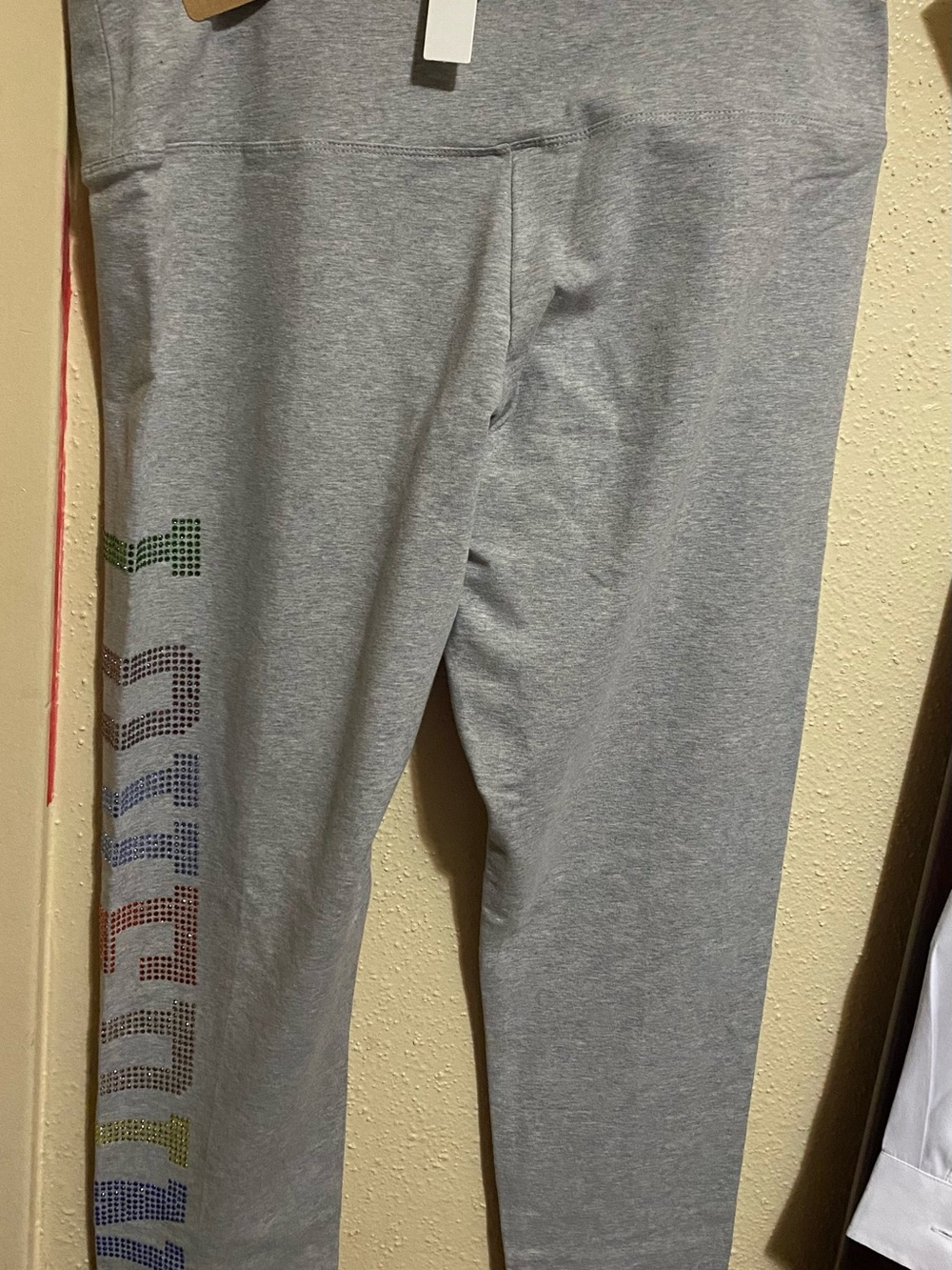 PINK Victoria's Secret Grey Leggings with Rainbow Dotted Side Print - Picture 2 of 4